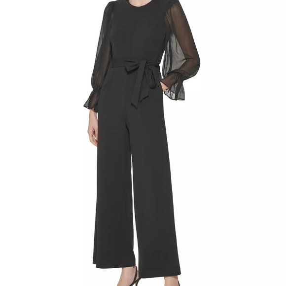 Calvin Klein Chiffon Sleeve Jumpsuit - Picture 1 of 4